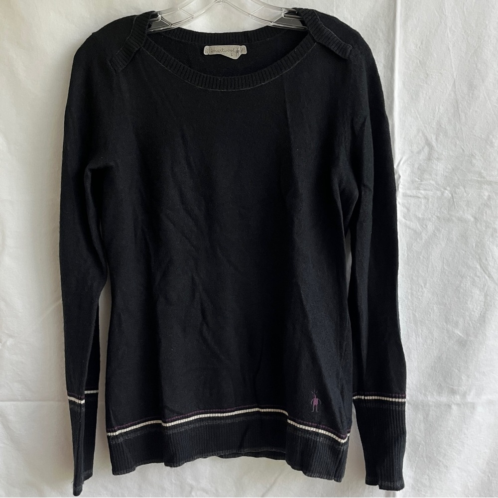 Smartwool black merino wool crew neck sweatshirt pullover top, size L